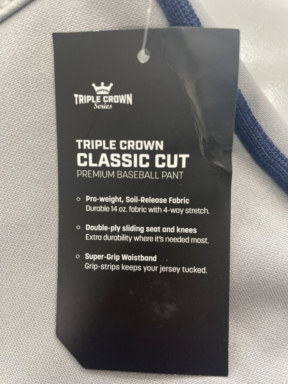 Champro Triple Crown Classic Cut Baseball Pants Gray Navy Piping Men's Sz M NWT - Picture 6 of 13